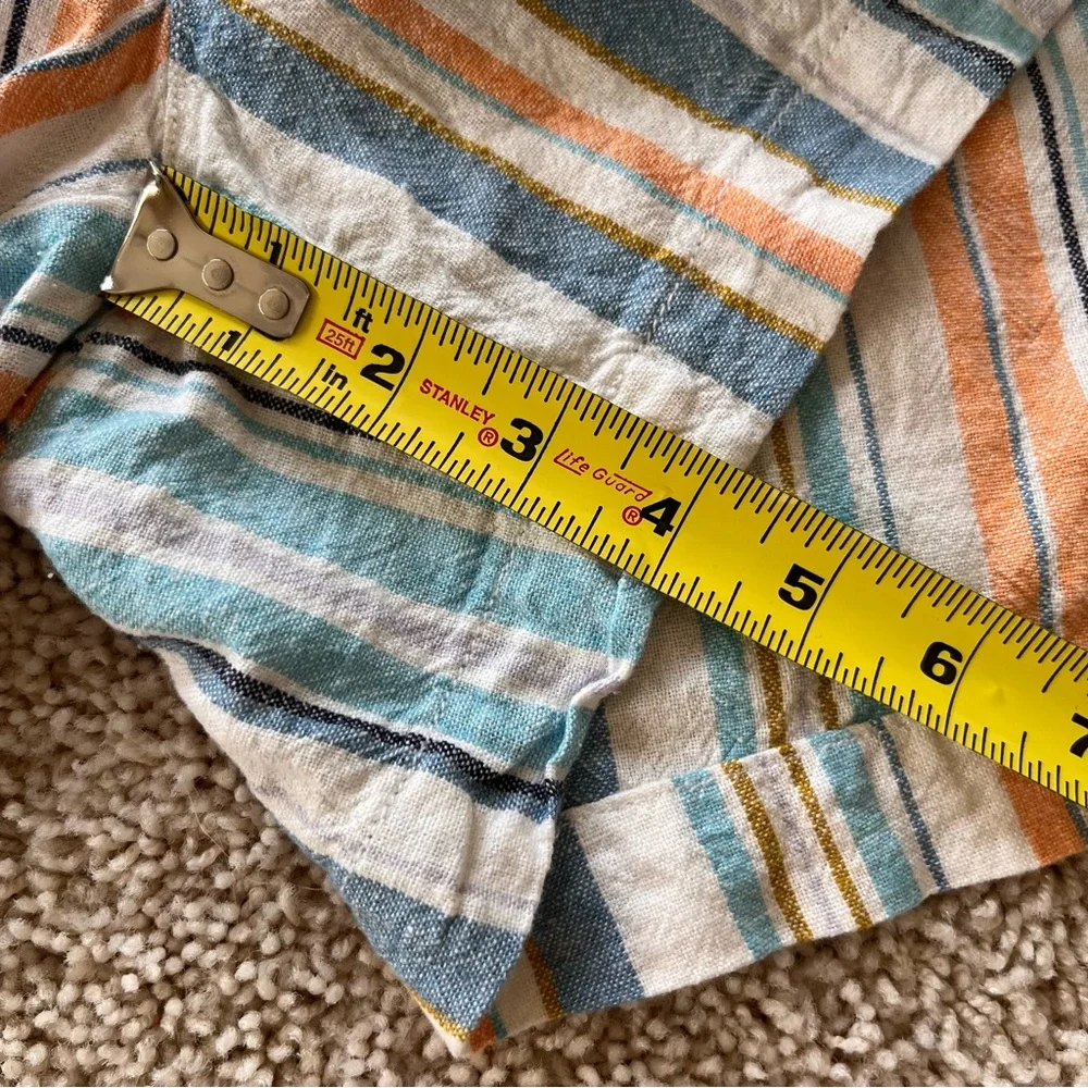Briggs Linen Shorts Size‎ XL Striped Elastic Drawstring Coastal Beach Vacation